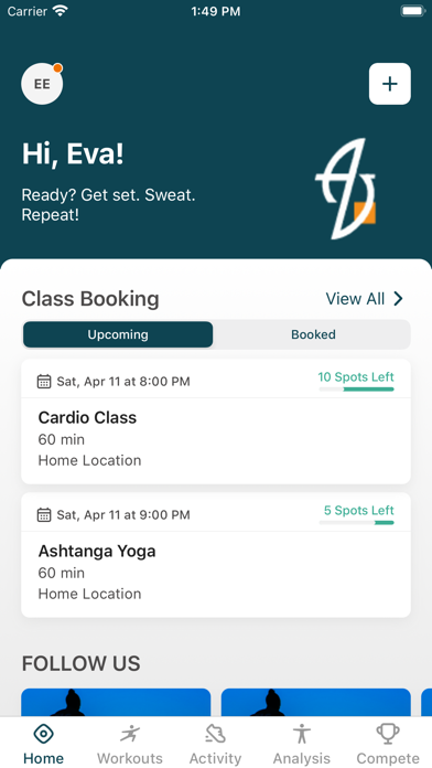 AV Fitness App Screenshot