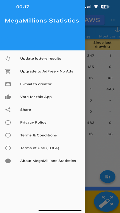 MegaMillions results analytics Screenshot