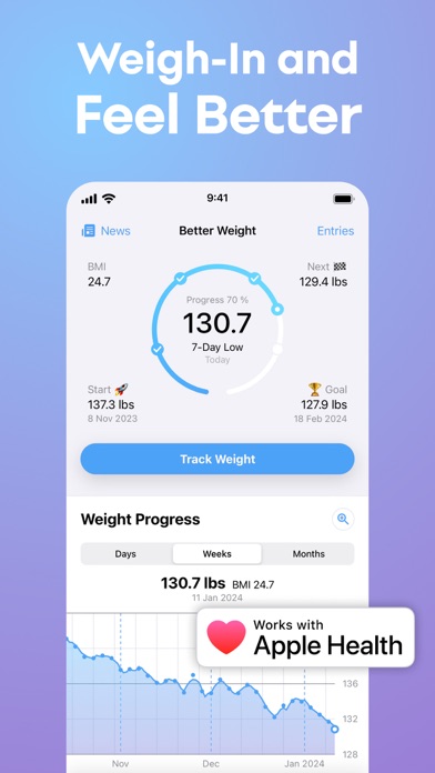 Weight Tracker, Calculate BMI Screenshot