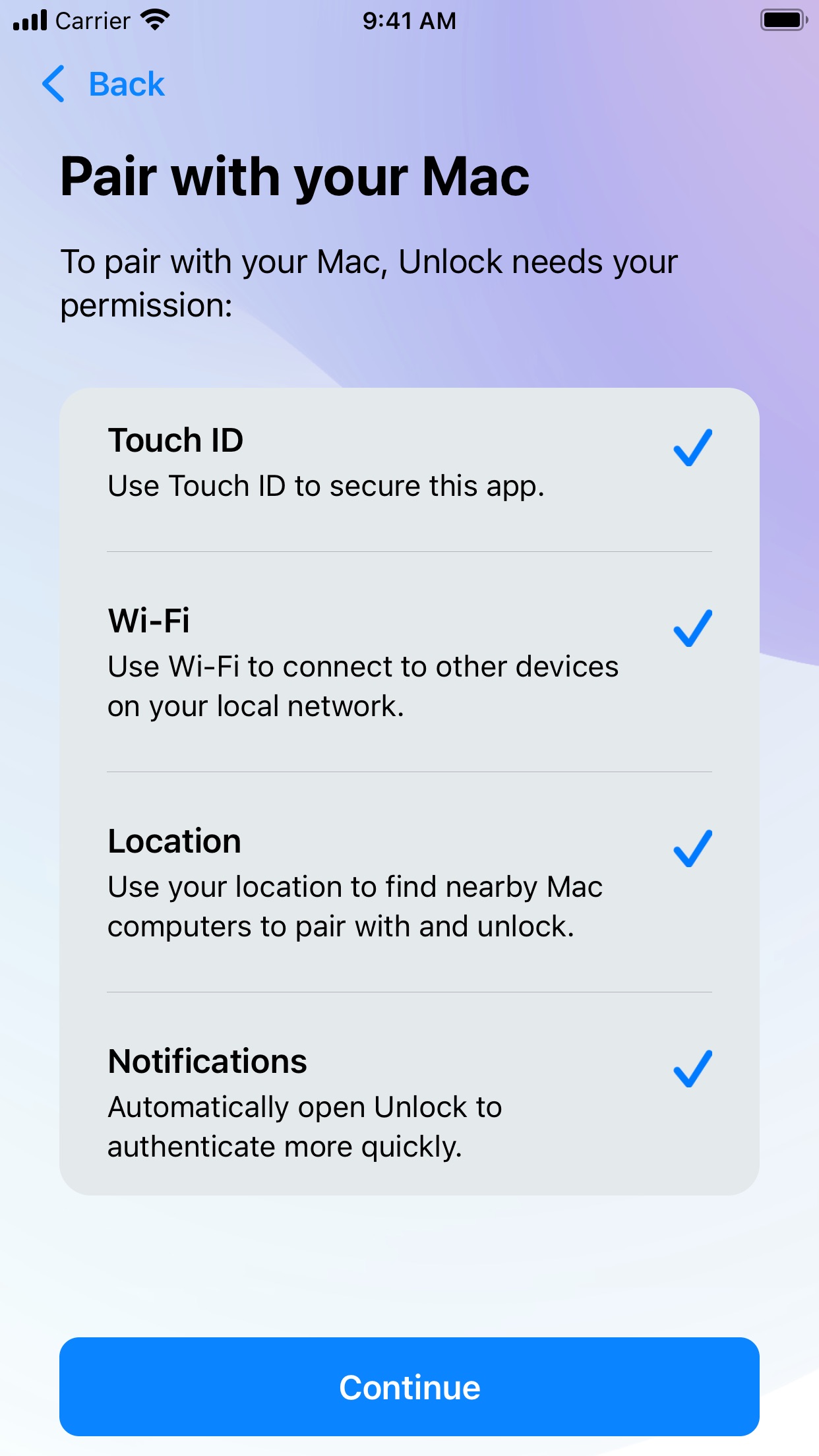 Screenshot do app Jamf Unlock