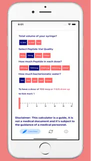 peptide mixing calculator iphone screenshot 1