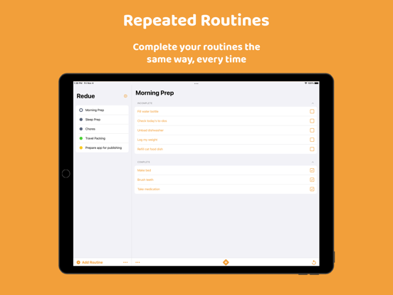 Redue Routines iPad screenshot 1 - Productivity app