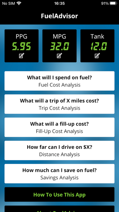 FuelAdvisor 2 for iPhone Screenshot