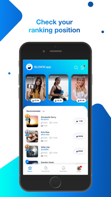 Bloww - social media ranking
