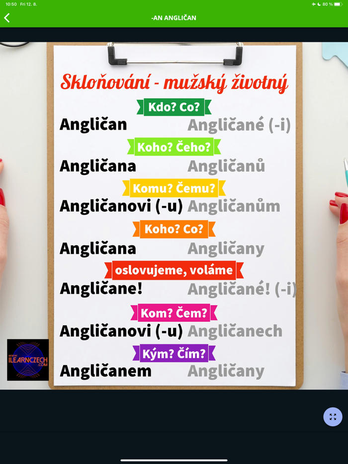 Чешские склонения в кармане