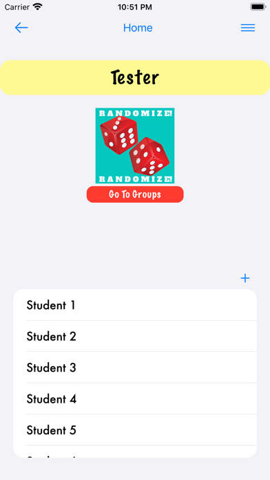 Student Selection Screenshot