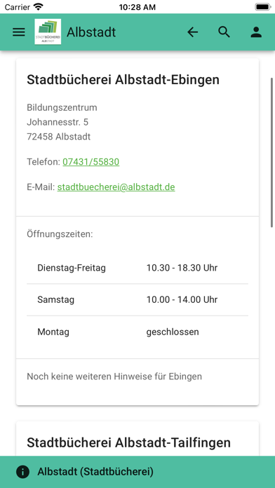 mobilOPAC YourBib Screenshot