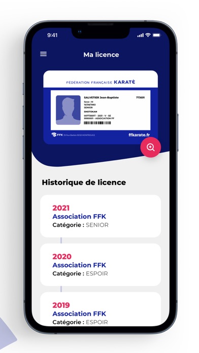 FFKarate e-licence Screenshot