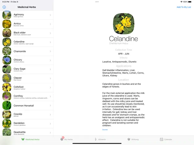 App screenshot for Medicinal Herbs Info
