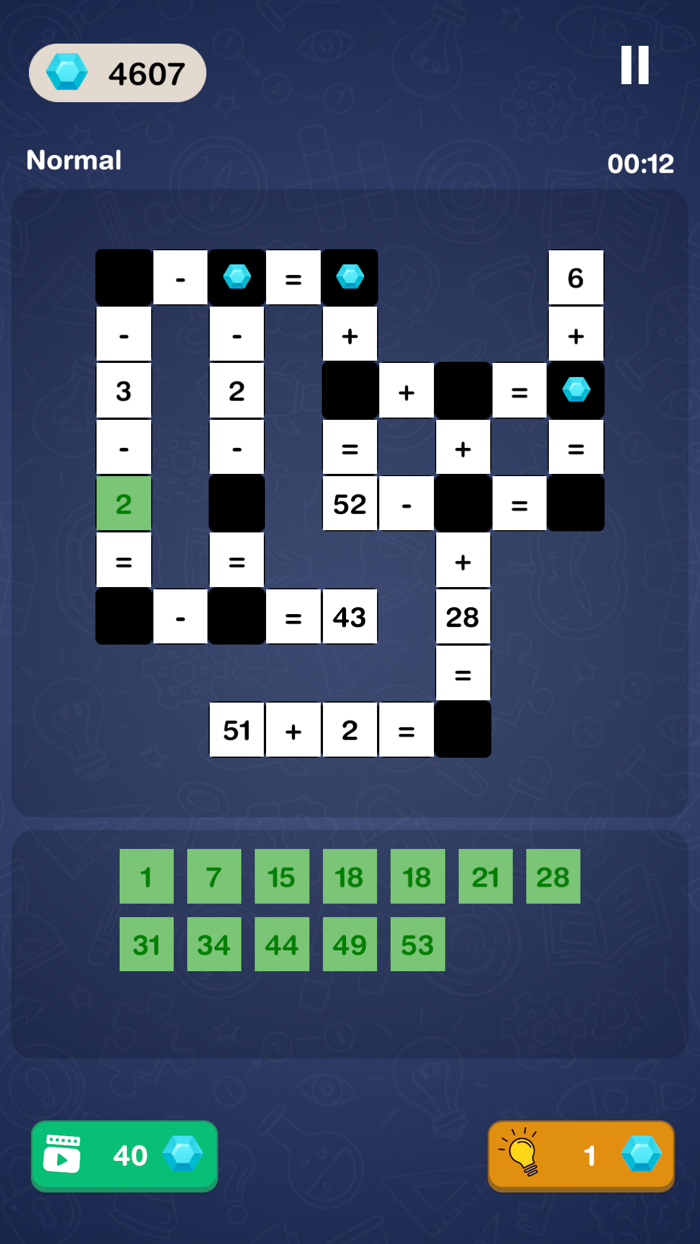 Math Puzzle Game - Crossword