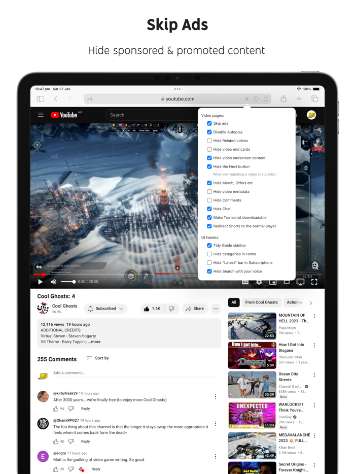 Control Panel for YouTube