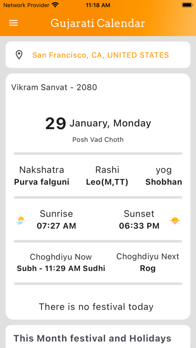 Panchang Calendar Hindi 2024 Screenshot