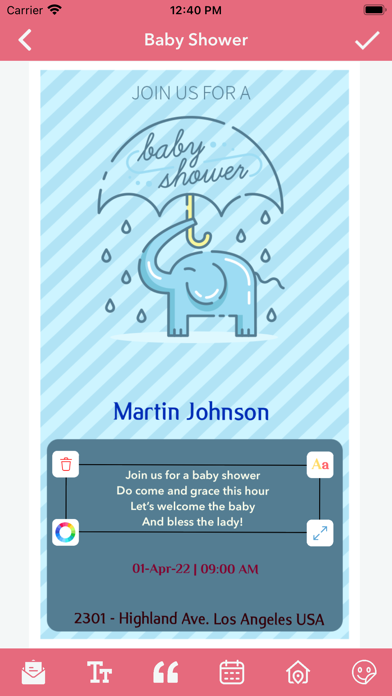 Baby Shower Invitation Card Screenshot
