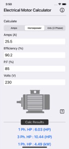 Electrical Motor Calculator screenshot #8 for iPhone