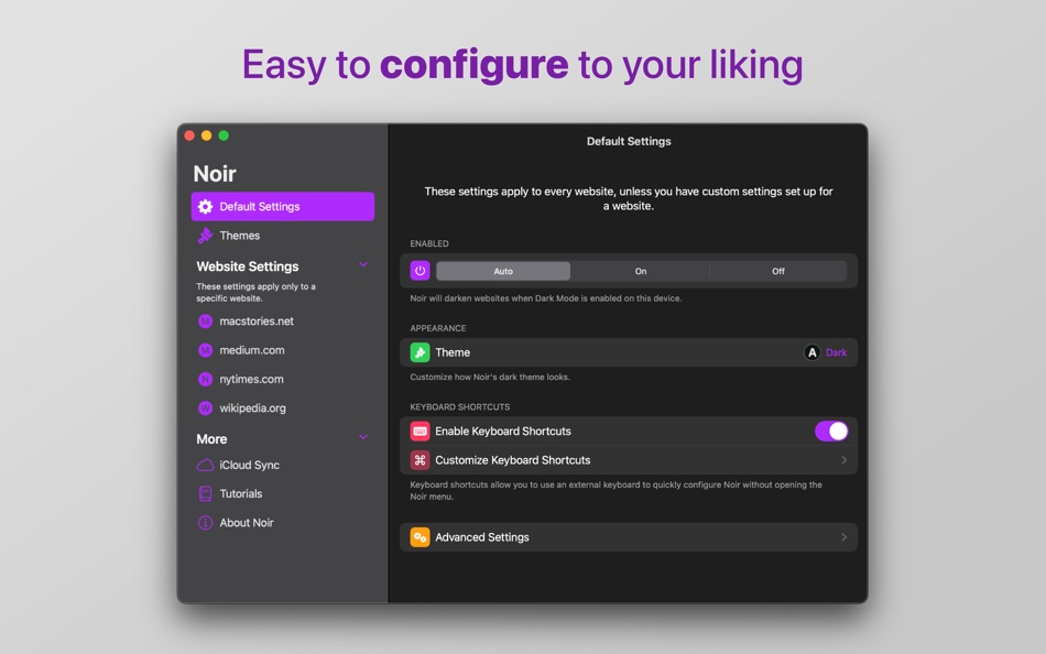 #3. Noir – Dark Mode for Safari (macOS) 由: Jeffrey Kuiken