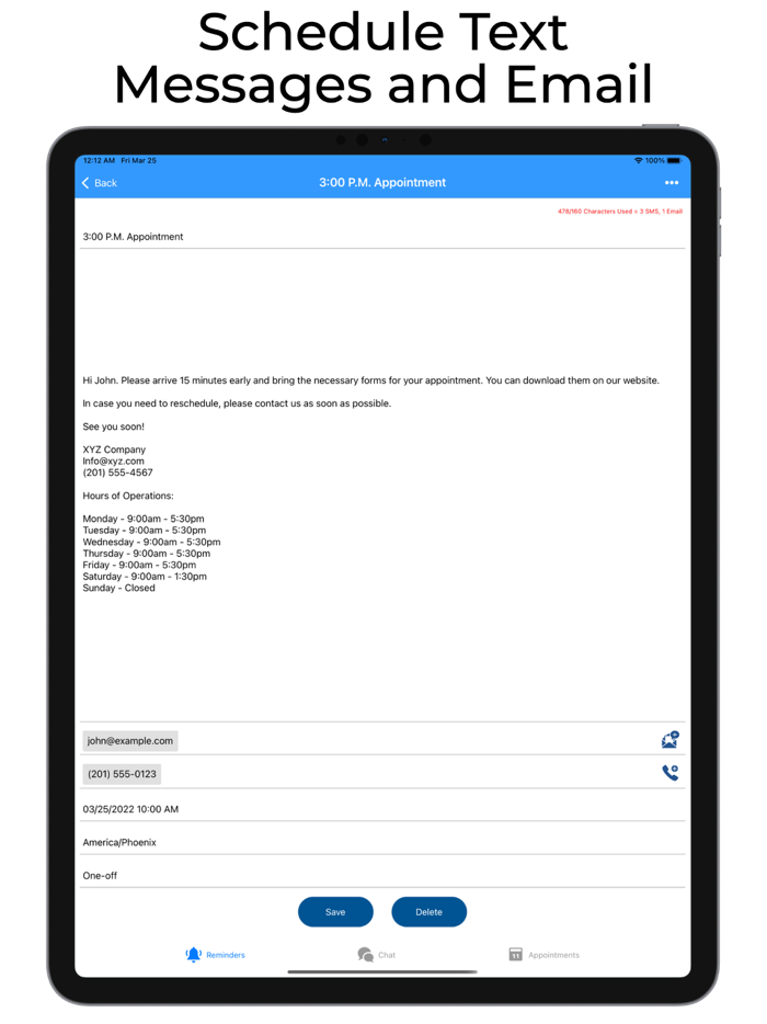 Reminderbase Scheduled Text