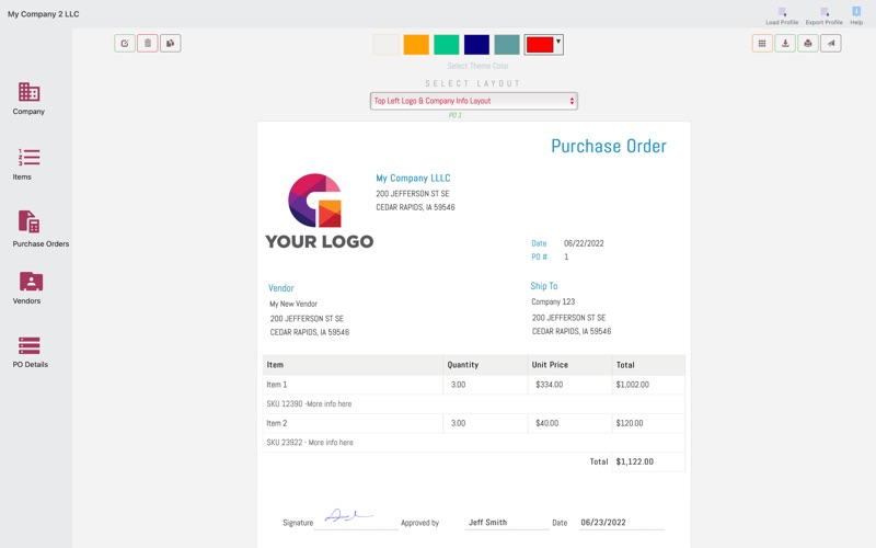 Screenshot #1 pour Purchase Order Maker