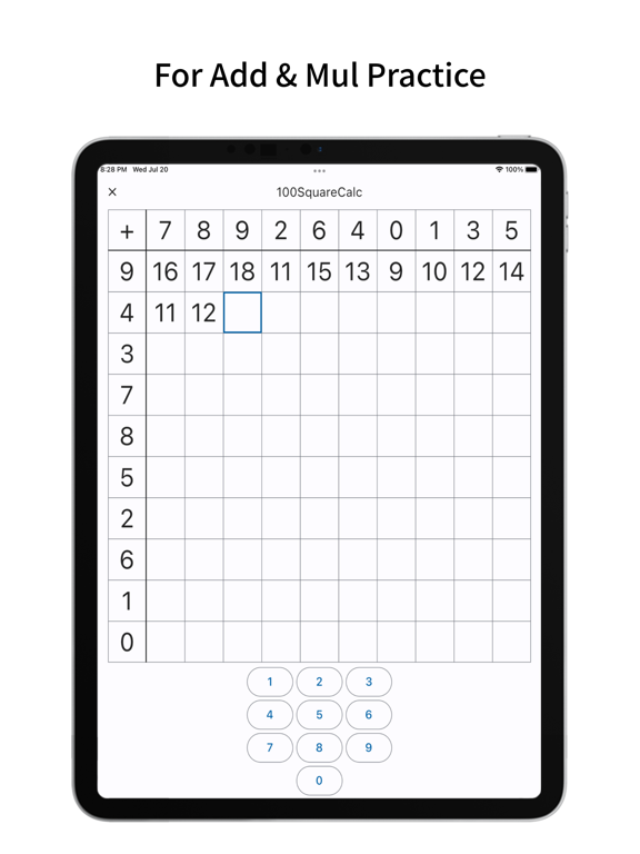 100 Square Calc: Add & Mul
