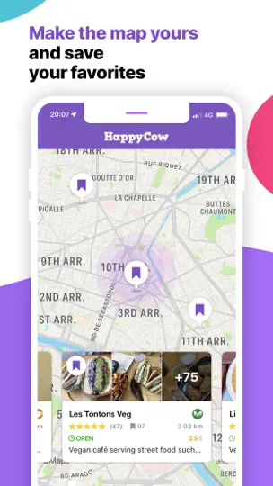 Captura de pantalla de HappyCow - Vegan Food Near You en iPhone 5