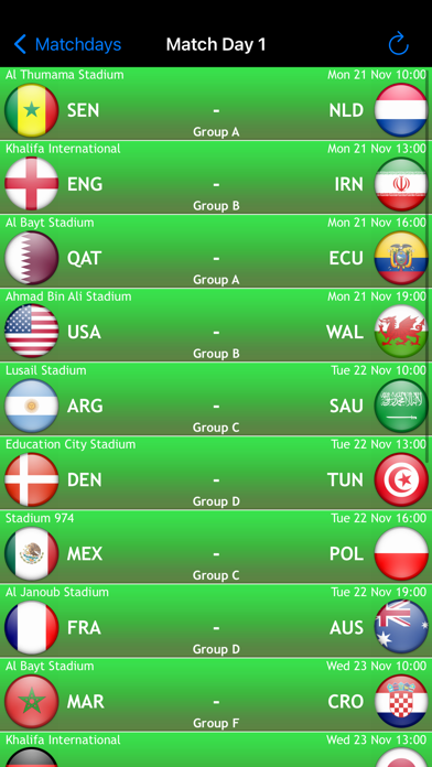 World Football Calendar 2022 Screenshot