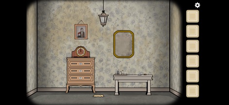 The Past Within Lite - Immerse in the game's detailed environments, showcasing the vintage patterned wallpaper and the antique clock atop the dresser.