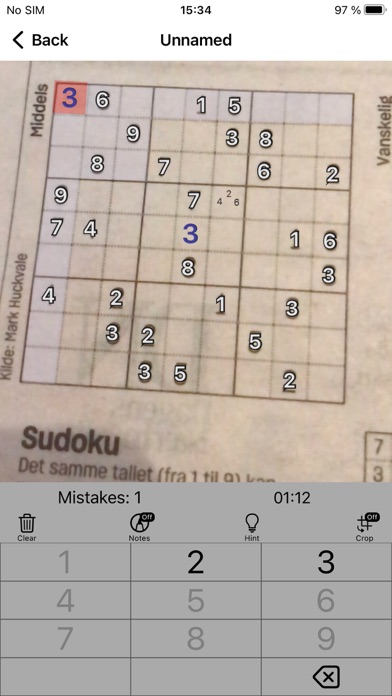 Sudoku Scanner and Solver Screenshot