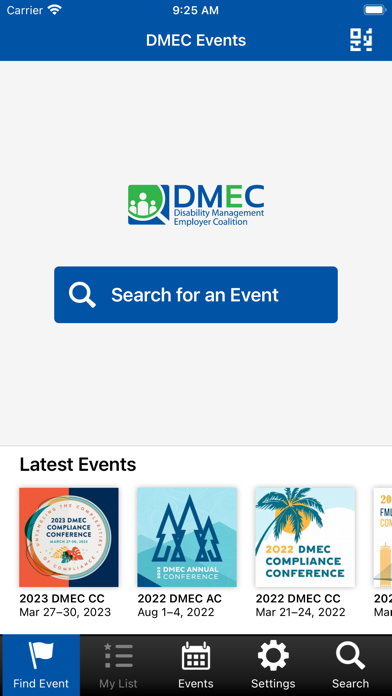 DMEC Events Screenshot