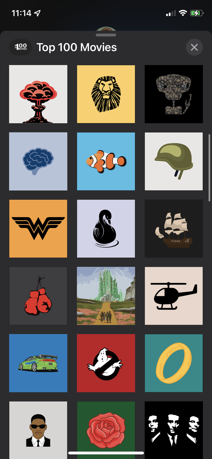 Top 100 Movies Stickers