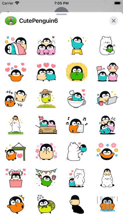 Cute Penguin 6 Stickers pack