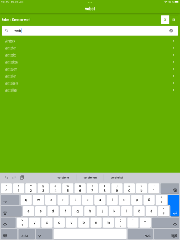 vobot German vocab trainer iPad screenshot 2 - Education app