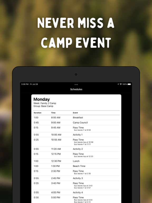 Camp Mivoden iPad screenshot 4 - Entertainment app