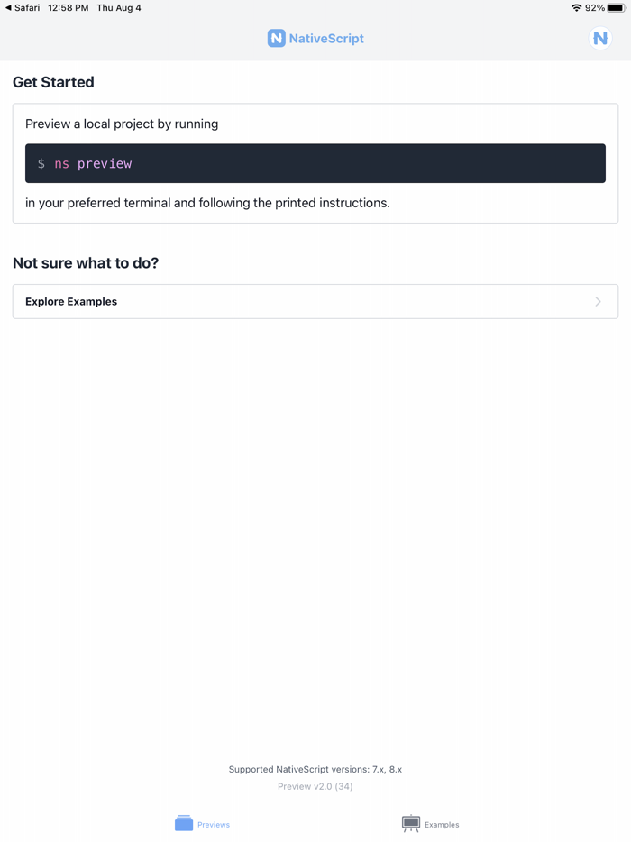 NativeScript Preview