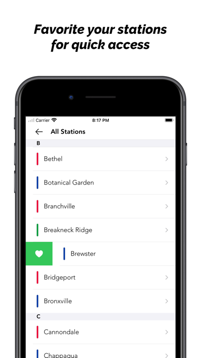 Metro North Destinations Alarm Screenshot