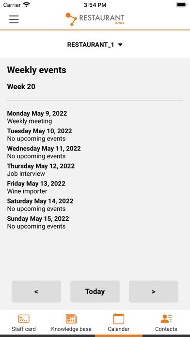 Restaurantintra Screenshot