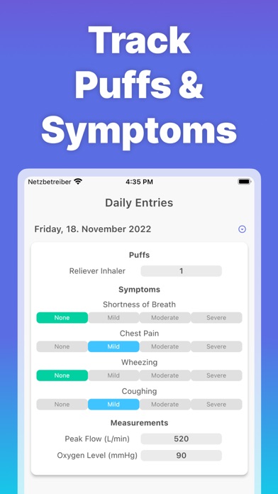 Asthma Tracker゜ Screenshot 1 - AppWisp.com Asthma Tracker゜ Screenshot 1 - AppWisp.com