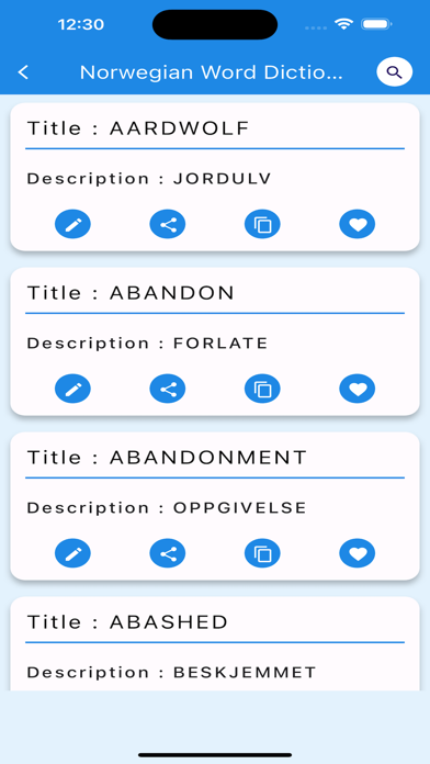 Norwegian Word Dictionary Screenshot