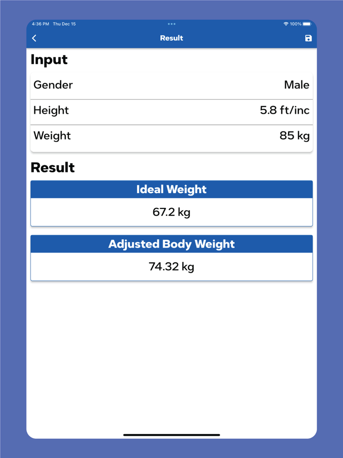 Adjusted Body Weight Calculate