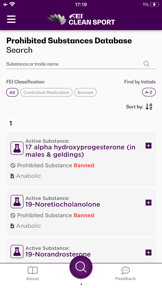 FEI CleanSport Database screenshot