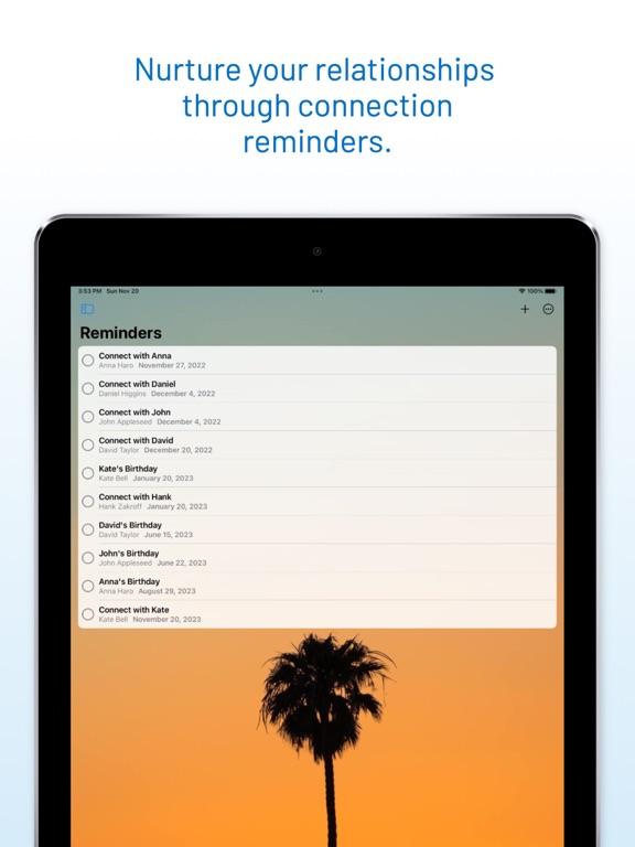 unSocial: Personal CRM iPad screenshot 4 - Productivity app