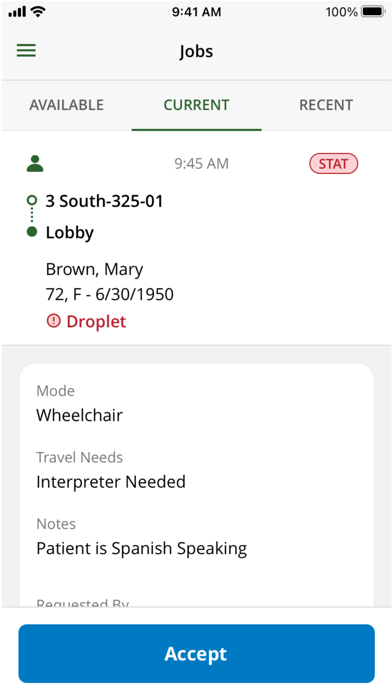 MEDITECH Expanse Transport Screenshot