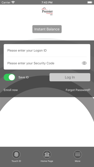 Premier Financial Credit Union Screenshot
