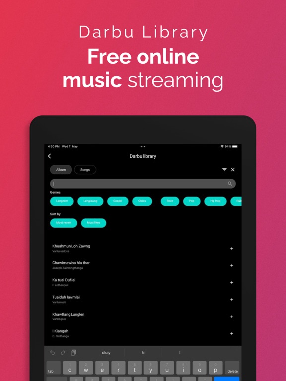 Darbu Music iPad screenshot 5 - Music app