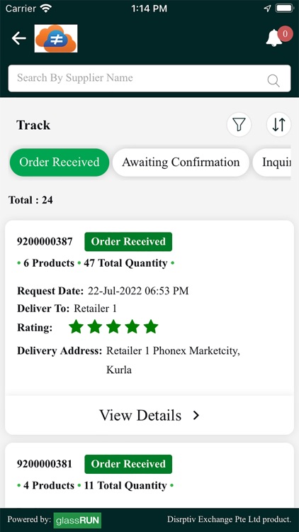 glassRUN Order Management screenshot-4
