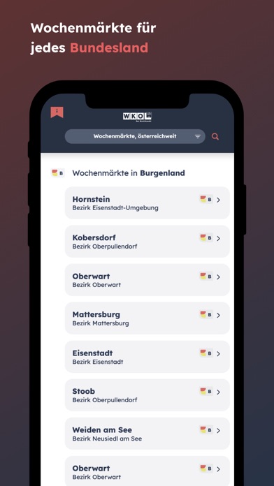 Märkteverzeichnis Österreich Screenshot