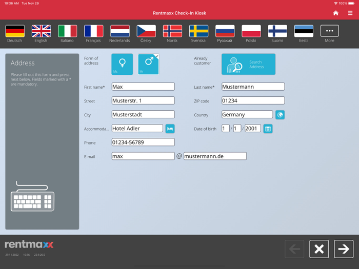 Rentmaxx Check-In Kiosk