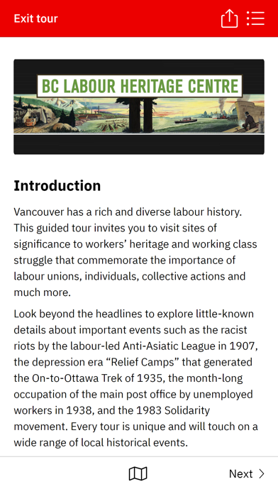 BCLabour History Walking Tours Screenshot
