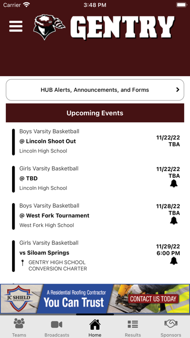Gentry High School Athletics Screenshot