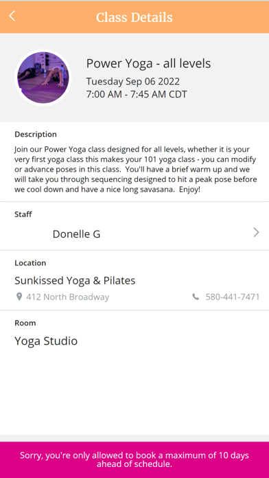 Sunkissed Yoga & Pilates Screenshot