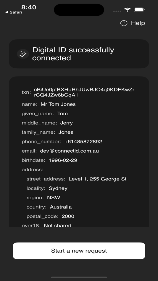 #3. ConnectID RP Sample (iOS) 由: ConnectID Pty Ltd