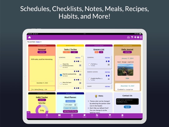 Aloha Planner - Notes & Lists iPad screenshot 2 - Productivity app